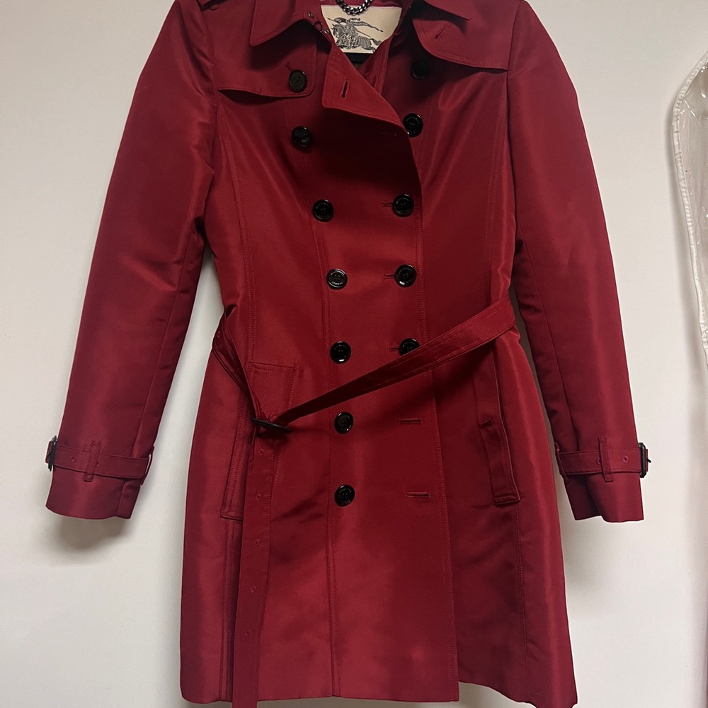 Burberry Red Trench Coat Size 4